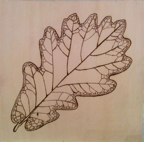 Leaf Pyrography - English Oak Leaf | Oak leaf tattoos, Botanical tattoo, Pyrography