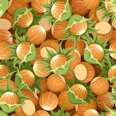 Premium Vector | Seamless background with beige and brown hazelnuts