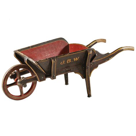 Antique 19th Century Painted Wood Wheelbarrow at 1stdibs