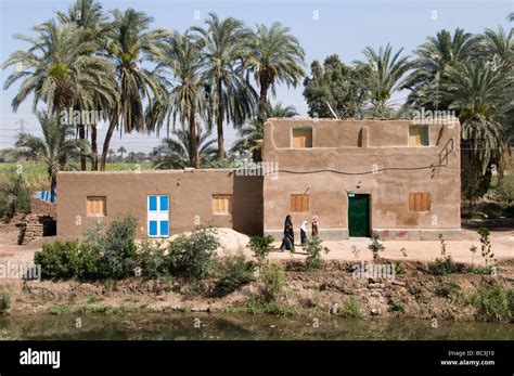 Nile River Egypt Farm Farmer agriculture field old village Stock Photo ...