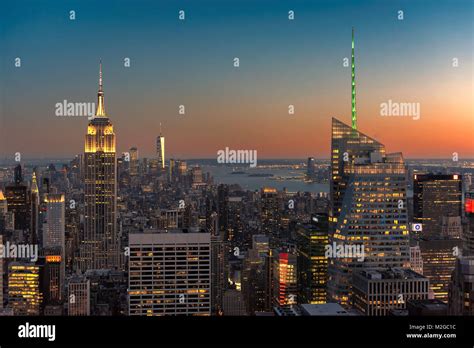 New York city skyline at sunset Stock Photo - Alamy