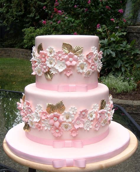 Pink And Gold Wedding Cake - CakeCentral.com