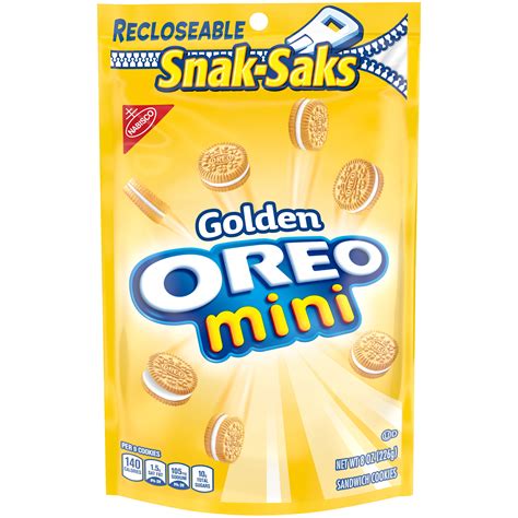 OREO Mini Golden Sandwich Cookies, Vanilla Flavor, 1 Resealable Snak-Sak - Walmart.com - Walmart.com