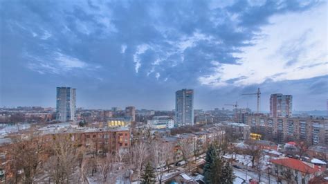 Kharkiv City From Above Day To Night at Winter. Ukraine, Stock Footage