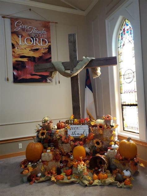 Pin by Tonia Krumvieda on Church Fall decor | Church altar decorations ...