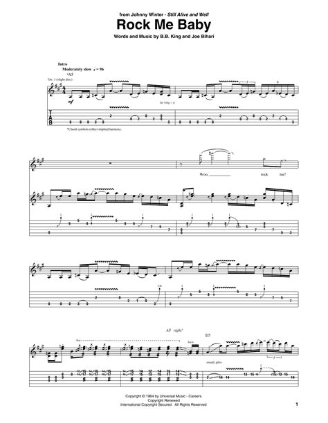 Rock Me Baby by Johnny Winter - Guitar Tab - Guitar Instructor