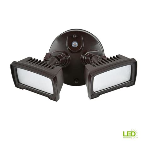 36-Watt Bronze Dusk-to-Dawn 2-Light Outdoor Integrated LED Flood Light ...