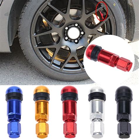 VODOOL 4Pcs Aluminum Alloy Metal Car Tire Valve Stem Caps Titanium Spare Tire Covers For Auto ...