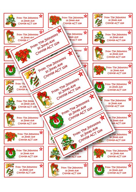 Christmas Return Address Labels Xmas Bright Series 1 Five Designs Matte ...