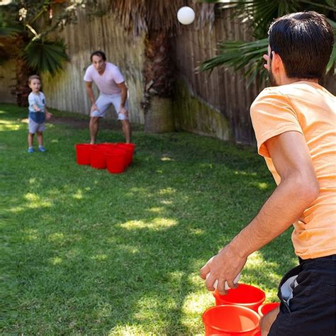 YardGames Outdoor Beer Pong Game Set with 12 Durable Buckets and 2 ...