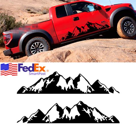 2x Black Snow Mountain Car Side Body Vinyl Graphic Decal Sticker Truck Pickup RV | eBay