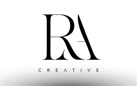 RA Minimalist Serif Modern Letter Logo in Black and White. RA Creative ...