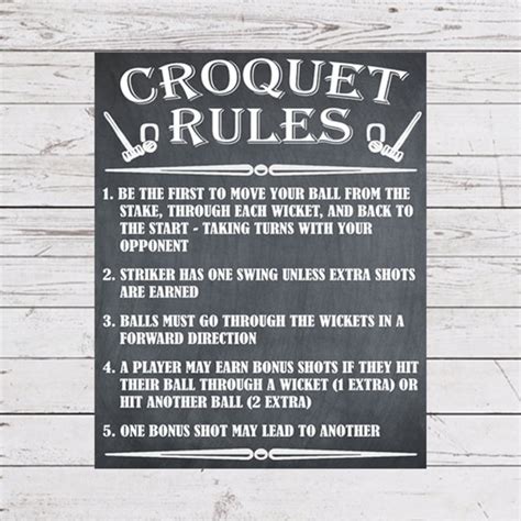 Croquet Rules Instructions Yard Games Croquet Sign Outdoor | Etsy