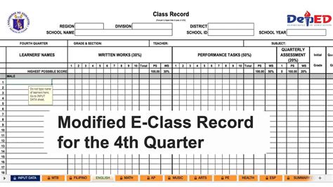 E Class Record 2024 2024 Grade 4 - Daron Emelita