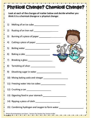 Quiz for Physical or Chemical Change Worksheets | Chemical changes ...