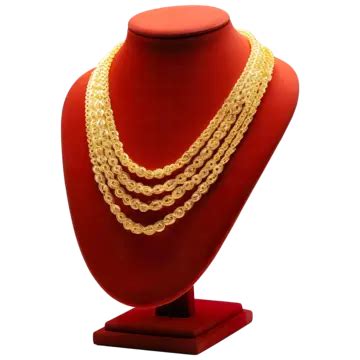 Gold Necklace On Display Stand, Elegant Jewelry Isolated White Background, Gold Necklace, Gold ...