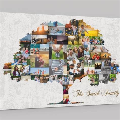 Family Tree Art Print Wall Art Canvas Family Tree Collage Custom Pictures Collage Personalized ...