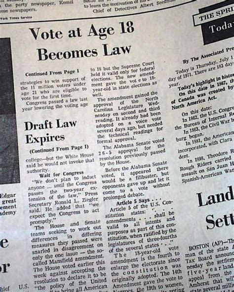 26th Amendment adopted... voting age of 18.... - RareNewspapers.com