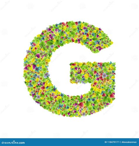 Vector Colorful Botanical Garden Fresh Leaves Font, Letter G Stock Vector - Illustration of sign ...