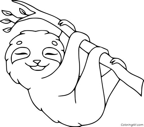 Printable Cute Sloth Coloring Pages