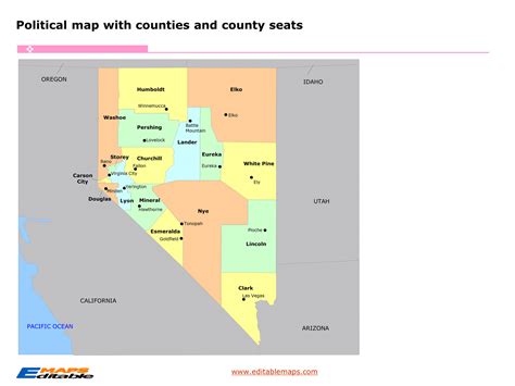 Nevada county map - Editable PowerPoint Maps