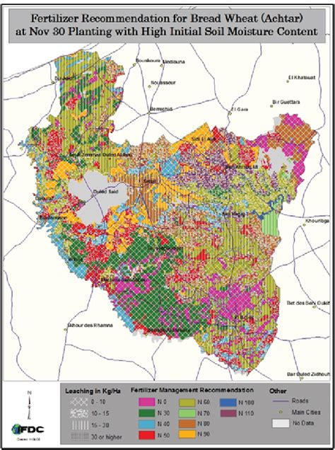 Map of N fertilizer recommendation (in color) and N leaching loss (in... | Download Scientific ...