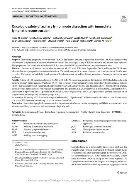 Oncologic safety of axillary lymph node dissection with immediate ...