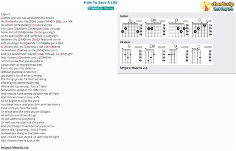 Chord: How To Save A Life - tab, song lyric, sheet, guitar, ukulele ...