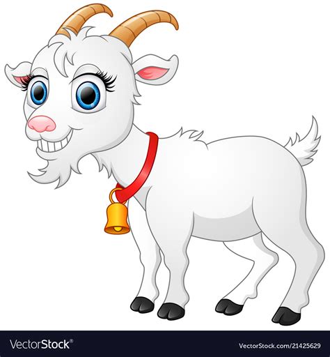 Cute white goat cartoon Royalty Free Vector Image