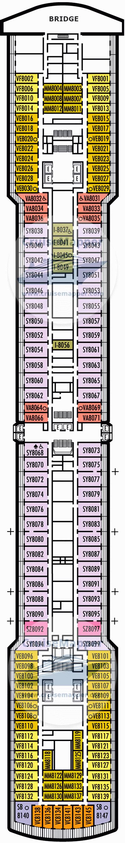 ms Noordam deck 8 plan | CruiseMapper