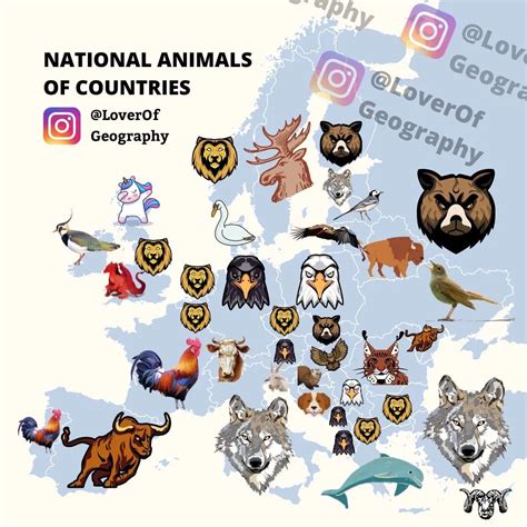 National animals of European countries.... - Maps on the Web