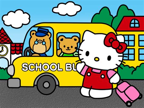 an image of hello kitty on the school bus