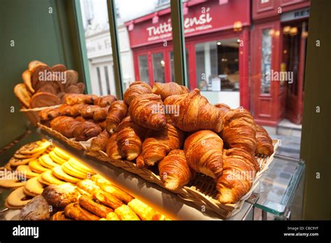 France, Paris, Croissants and Pastries Display in Patisserie Shop Stock Photo - Alamy