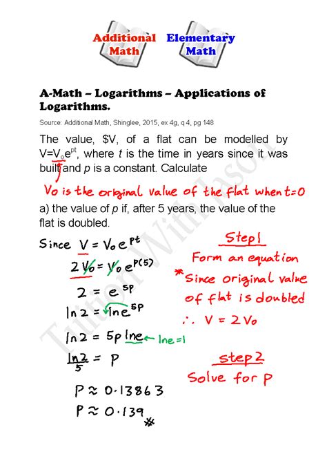 A-Math - Logarithms - Apllications of Log | Singapore Additional Math ...