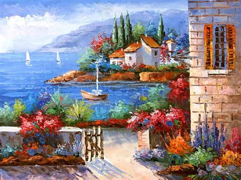 mediterranean sea | Mediterranean paintings, Sea art painting, Beautiful paintings