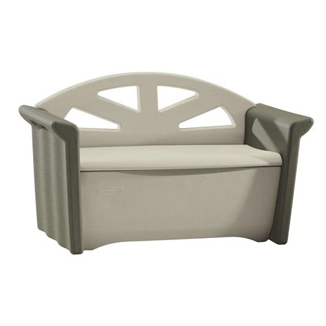 Rubbermaid 32 Gal. Resin Patio Storage Bench-FG376401OLVSS - The Home Depot