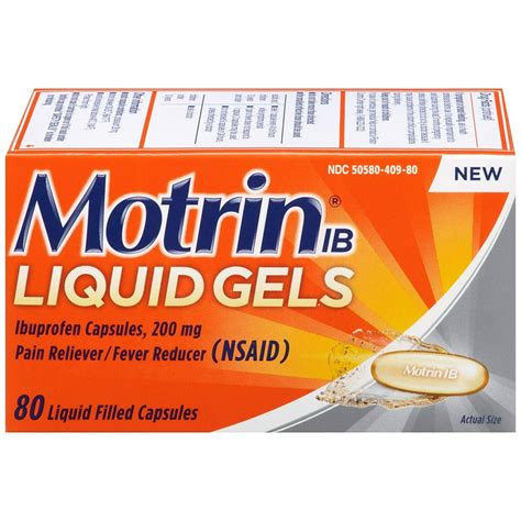 Motrin IB Liquid Gels, Ibuprofen, Aches and Pain Relief, 80 Count ...