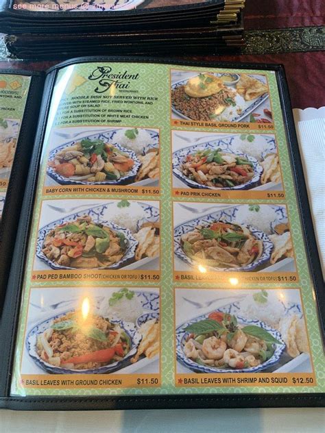 Menu at President Thai Restaurant, Pasadena