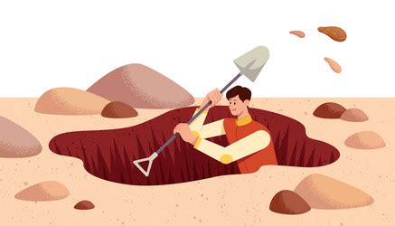 Digging a hole shovel and dry earth Royalty Free Vector