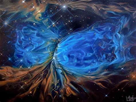 An oil painting I made of the Holiday Snow Angel Nebula/Sharpless 2-106 ...