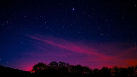 Minimal Night Pink Aurora Long Exposure 5k Wallpaper 4K