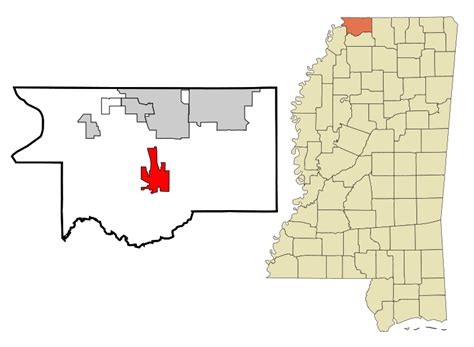 Image: DeSoto County Mississippi Incorporated and Unincorporated areas Hernando Highlighted