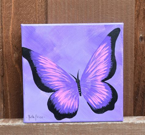 Unique Purple and Pink Butterfly Painting on 6x6 Canvas - Etsy | Butterfly painting, Butterfly ...