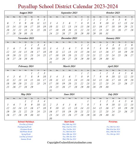 Puyallup School District Calendar 2023-2024 | School District Calendars