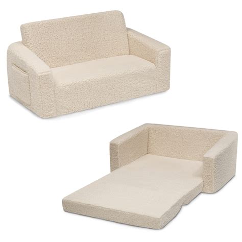 Delta Children Cozee Flip-Out Sherpa 2-in-1 Convertible Sofa to Lounger for Kids, Cream for sale ...