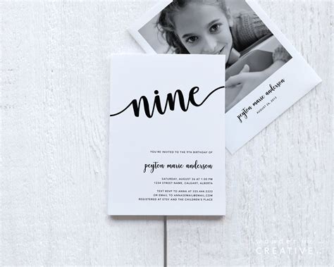 PRINTABLE Invite Nine | 9th Birthday Invitation Template | Ninth ...