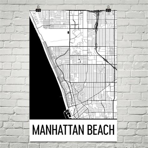 Manhattan Beach CA Map Manhattan Beach Art Manhattan Beach - Etsy