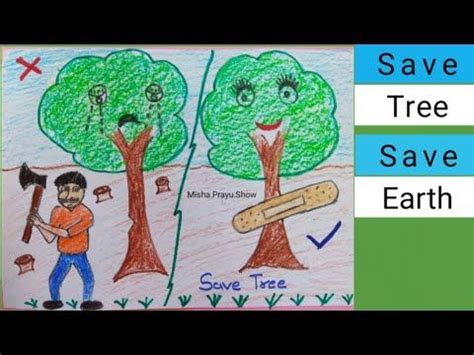 Save Tree Poster Drawing for Kids Very Easy Step by Step | Drawing on save trees save life ...