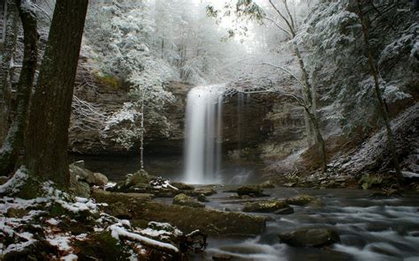 Waterfall in winter forest wallpaper - Nature wallpapers - #47255