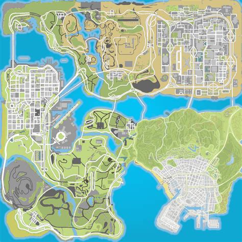 Recreated the San Andreas map with modern Los Santos (GTA V map ...